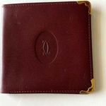 Cartier Authentic  Burgundy Leather Wallet with Gold Accents Photo 0