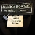 Jessica Howard  Black Velvet Top Feather Cuffs Draped Back Neckline Women’s 18W Photo 4