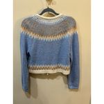J.Crew Fair Isle Cardigan in Frosted Tundra Snow Brushed Yarn Sweater Medium Blue Photo 4