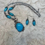 Western Coastal Festival Statement Cowgirl Necklace Earrings Silver Photo 3