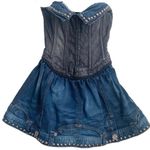 Guess  Project Runway “Natazha” Corset Lace-up Studded Denim Dress Size 1 (XS) Photo 2