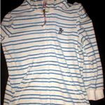 Juicy Couture New $148 Womens Medium  Terry Hoodie White Blue Dog Jacket Stripes Photo 0