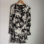 Reiss Gabriella floral-print crepe mini dress in black and ecru 6 Photo 1