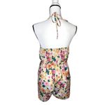 SheIn  Sleeveless Floral Halter Tie Neck Open Back Romper Orange Pink Size 6 Photo 12