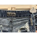 BLACK Med Wash‎ Bootcut Flex Denim Jeans Pocket Stitching Embroidered Size 28x30 Blue Photo 3