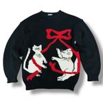 Hasting & Smith Vintage 90s Cat Sweater Hastings & Smith Black Novelty Jingle Bell L Photo 0