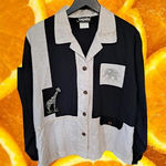 Gepetto Black and White Elephant and Giraffe Button Up Shirt Size Large Photo 0