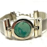Sterling Silver and green turquoise vintage bracelet, 50.1g Photo 0