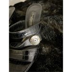 Brighton  Women Rondo Leather High Heel Sandals 7 M Slip On Brown Strappy Italy Photo 2