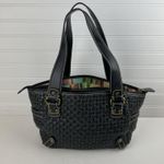 Fossil  Modern Vintage Raffia Black Rattan Leather Woven Satchel Shoulder Bag Key Photo 8