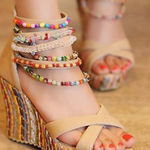 Get More Beauty Beaded Wedge Sandals Size Tan Size 8 Photo 0