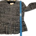 Rebecca Taylor  Tweed Peplum Zip Front Jacket Sleek Textured Luxury Womens Size 4 Photo 7