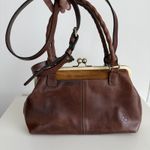 Patricia Nash Rora Frame Satchel Bag Brown Suede Leather Tan Flower Appliqué Photo 1