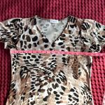 Calvin Klein  Animal Print V-Neck Top Women’s Size Small Short Sleeve Blouse Photo 6