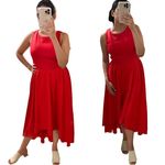 Hutch ANTHROPOLOGIE Asymmetric Red Maxi Dress Sz M Photo 1