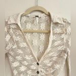 Free People  Flower Fields Sheer Mesh Button-Front Shirt Cream Size XS Photo 3