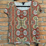 Tommy Hilfiger  Women's Boho Floral Print Scoop Neck Short‎ Sleeve Tee Orange - M Photo 0