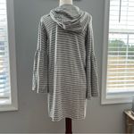 Lou & grey Striped Hooded Dress size Small Bell Sleeves Grey/White Soft Knit Photo 2