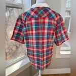 Vintage 70s 80s That’s Me Red Blue Plaid Collared Short Sleeve Shirt Sz 13/14 Size M Photo 3