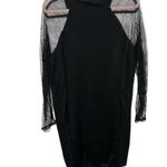 Derek Heart PLUS (3X) BLACK SWEATER DRESS WITH SEE THROUGH NETTING TO SLEEVES Photo 1