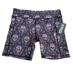 Epic MMA Size L Pocket Biker Shorts Multicolor Sugar Skull Print Cross Fit NWT Black Size L Photo 1