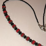 Vintage Red & Black Seed Bead Beaded Boho Necklace Photo 3