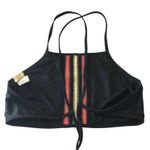 True Craft Bikini Top Square Neck String Ties Stripe Black M Photo 1