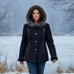 MODA'S genuine shearling suede fur coat jacket winter coat brown warm Sz M Black Size M Photo 1