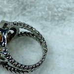 Silver Color Fashion Size 5 Ring Textured Band Shade of Yellowish Brown Center Photo 12