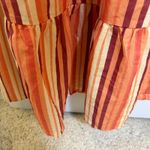 Charlie Holiday Striped Maxi Dress Smocked Puff Sleeve Orange Brown size 4 Photo 3