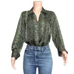 FAVORITE DAUGHTER The Take Me Seriously Long Sleeve Satin Top, Serpiente, Small Black Photo 11