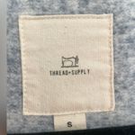 Thread & Supply Small Blue Grey Heathered Zip Up Jacket With Thumb Holes Running Gray Photo 2