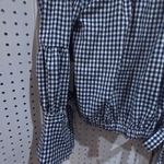 Active USA  Gingham Off The Shoulder Cropped Top Tie Front Long Sleeve M Photo 7