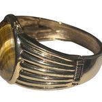 Large Vintage Tiger’s Eye Center Stone Gold Tone Cuff Bracelet Gold Photo 6