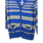JCP Cashmere Blend Cardigan 1X Blue Gray Stripe Long Sleeve Button Front NWT Photo 2