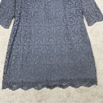 Garnet Hill Three-Quarter-Sleeve Lace Shift Dress Scoop Neck in Slate Blue 18 Photo 3