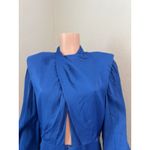 FARM RIO SHOULDERPADS SATIN LONG SLEEVE BLUE MAXI DRESS SIZE LARGE $260 NWT #194 Photo 12