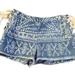 Sea New York Size S Lace Up Jean Shorts Acid Wash Denim Frayed Southwestern Boho Blue Photo 10