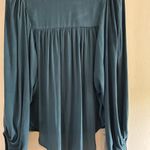 Free People  Cowling Around Deep Green Blue Blouse Sexy Professional Size XS Photo 2