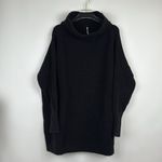 Free People  Ottoman Slouchy Mock Neck Tunic Sweater in Black Size Small Photo 5