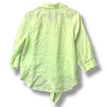 Chico's  Linen Top No-Iron Linen Button Down Green Sz‎ L Dopamine Resort Vacation Photo 1