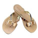 Guess Tutu Eva Fashion Bow Detail Rhinestones Flip Flops Sz 7M Rose Gold Casual Photo 2
