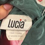 Vintage 1980s Satin Blouse with Scarf Detail Green Size L Photo 1