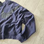 Nike Cropped Sweatshirt Purple Black Swoosh Logo Crewneck Sporty Large Photo 5