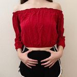 Brandy Melville red long sleeve off the shoulder crop blouse top Photo 1