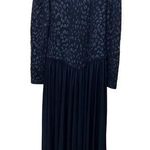 Vintage 90s Navy Blue Glitter Leopard Print Long Sleeve Maxi Dress Size Medium 8 Photo 0