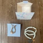 Amelia Rue Cora 4 piece layering bracelet set glass beads white marble charm Photo 2