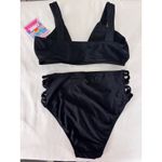 Emme Jordan Black‎ Bikini Set High Waist Strappy Swimsuit Beachwear S Black Photo 2