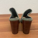 White House | Black Market “Mackenna” Green Suede Perforated Heels Mules Size 8M Photo 3