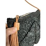 Mar Y Sol Raffia Shoulder Bag Black Woven Straw Purse Leather Tassel Madagascar Photo 1